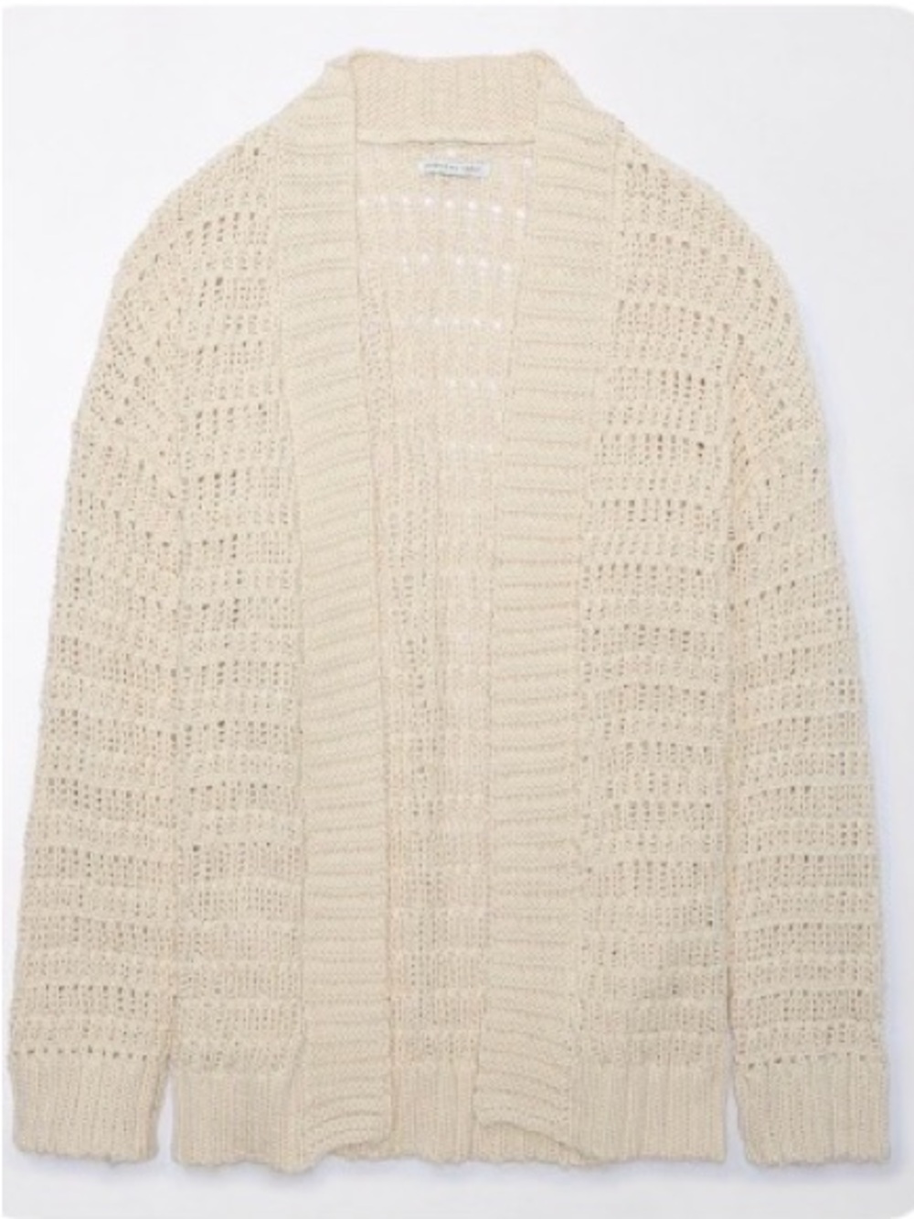 American Eagle Oversized Pointelle Open Knit Cardigan Cream Size M NWOT
